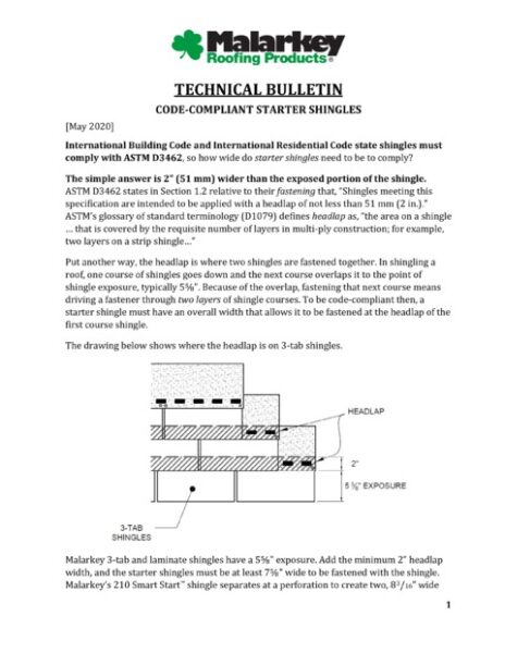 Technical Bulletin: Code-Compliant Starter Shingles