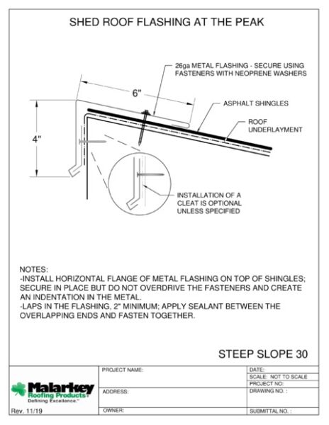 SS30: Shed Roof Flashing at the Peak PDF
