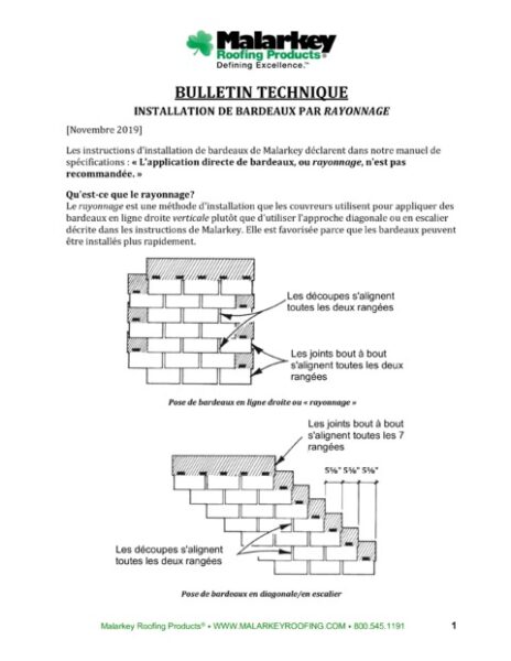 Bulletin Technique: Installation de Bardeaux par Rayonnage (Francais)