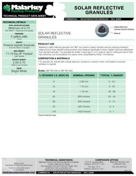 2200R Reflective Granules Tech Data
