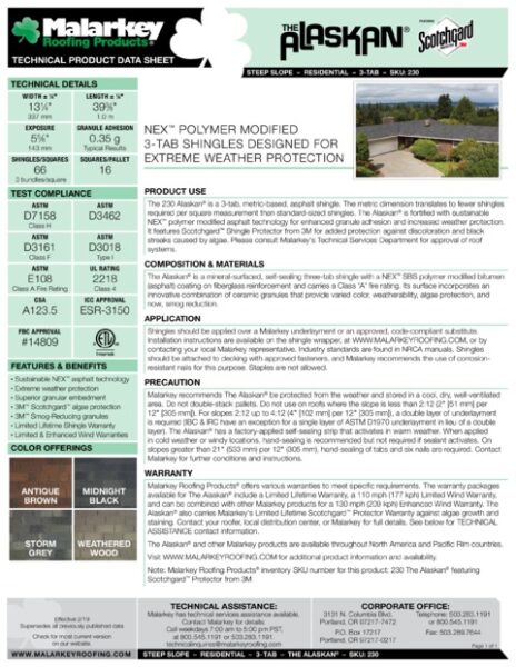 The Alaskan Scotchgard (Discontinued) Tech Data