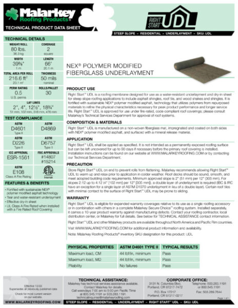 Right Start UDL Tech Data