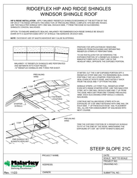SS21C: Ridgeflex Hip Ridge Windsor Shingle Roof PDF