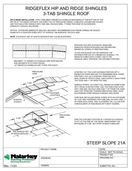 SS21A: Ridgeflex Hip Ridge 3-Tab Shingle Roof PDF