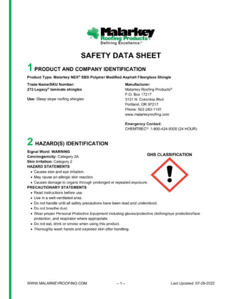 Legacy (Discontinued) Safety Data Sheet
