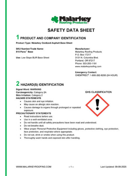 515 Pano Base Safety Data Sheet