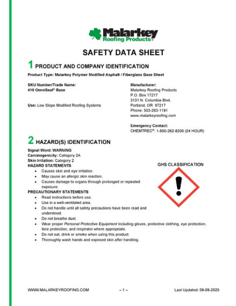 410 OmniSeal Base Safety Data Sheet