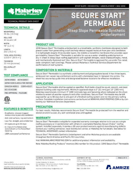 1040 Secure Start Permeable Tech Data