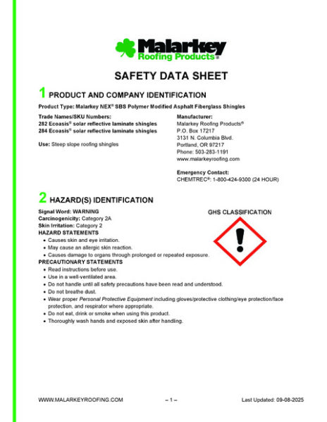 Ecoasis (Discontinued) Safety Data Sheet