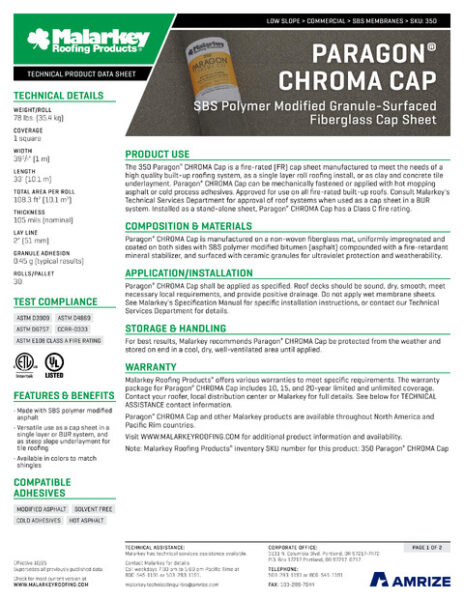 350 Paragon CHROMA Cap Tech Data