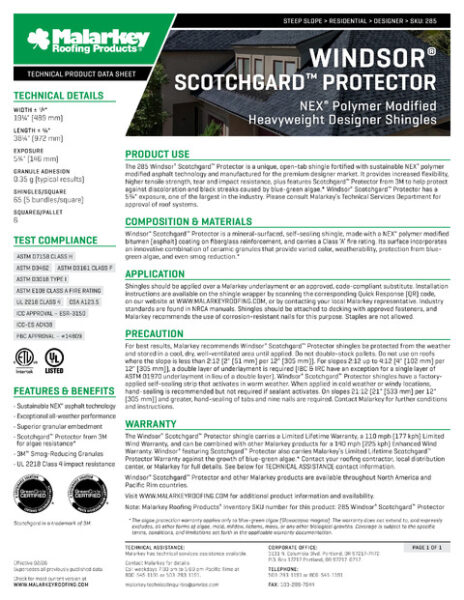 Windsor Scotchgard Tech Data