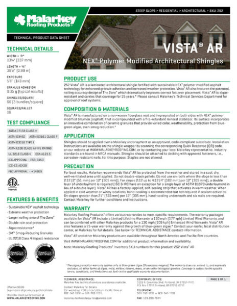 Vista AR Tech Data