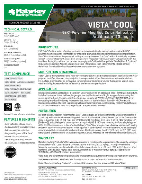 Vista Cool Tech Data