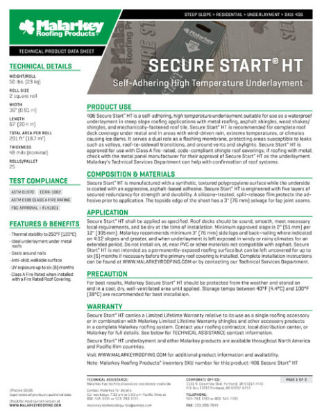 406 Secure Start HT Tech Data