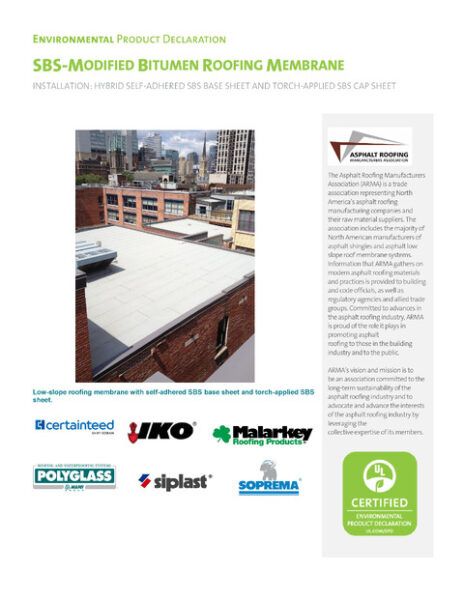 ARMA SBS-Modified Bitumen Roofing Membrane EPD - Hybrid Self-Adhered SBS Base Sheet and Torch-Applied SBS Cap Sheet